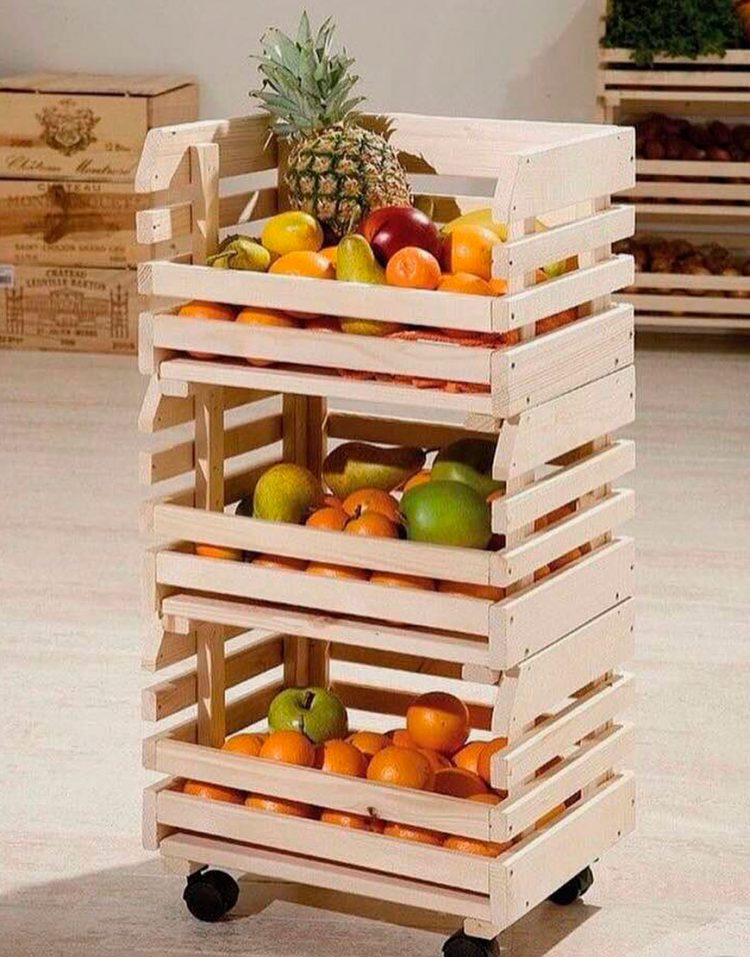 سبد میوه سه طبقه چوبی