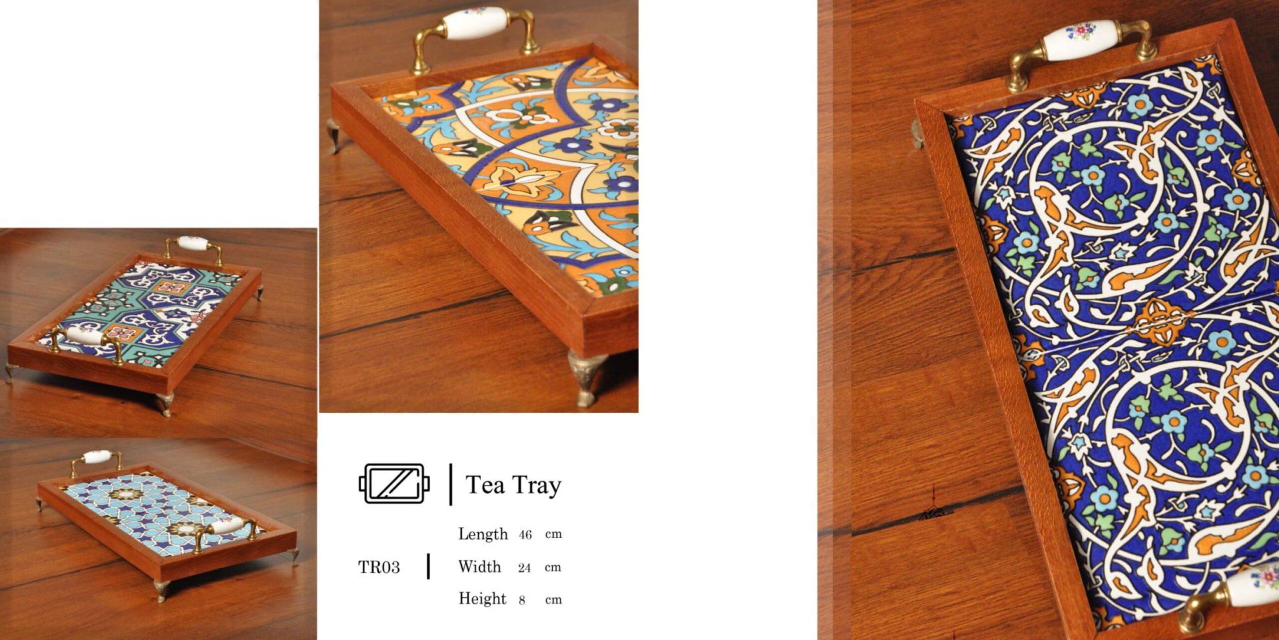 hendesi wooden tea tray 0 scaled - سینی چوبی کاشیکاری -  - decorative-trays