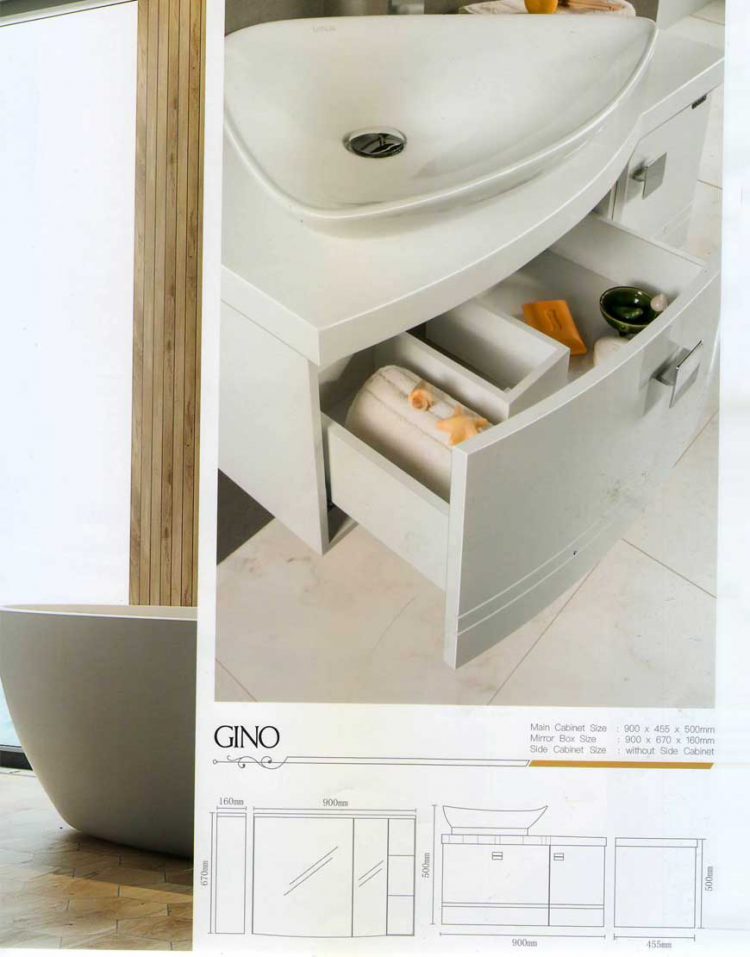 ست کابینت روشویی لوتوس و آینه مدل جینو