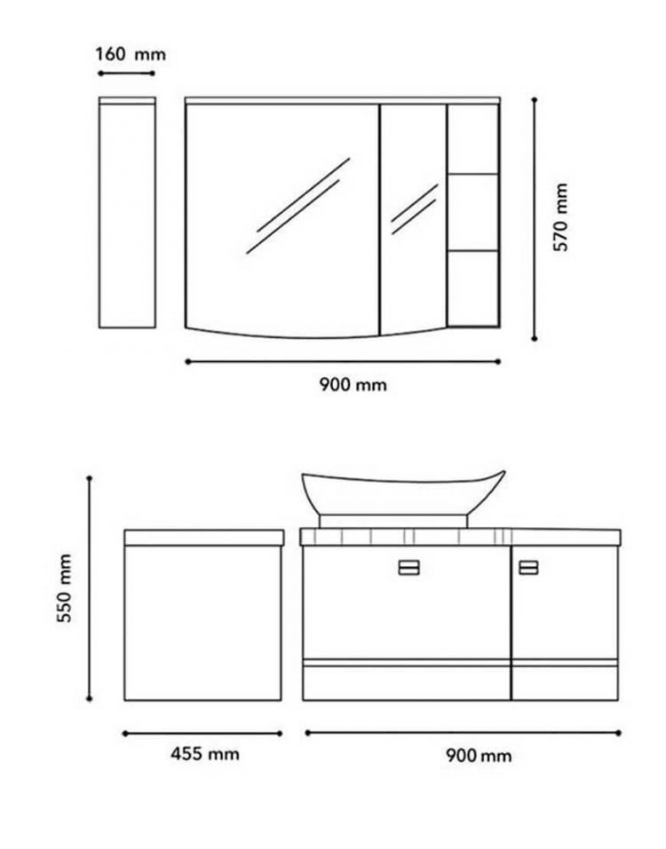 ست کابینت روشویی لوتوس و آینه مدل جینو