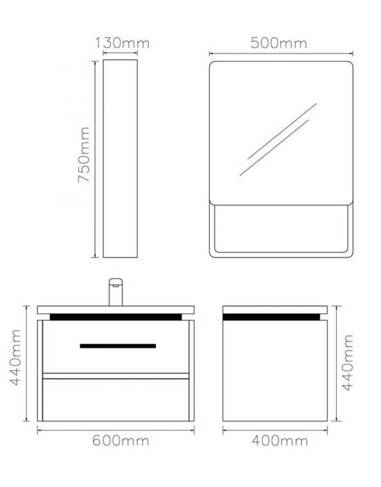 ست کابینت روشویی لوتوس و آینه مدل لئون۶۰۰