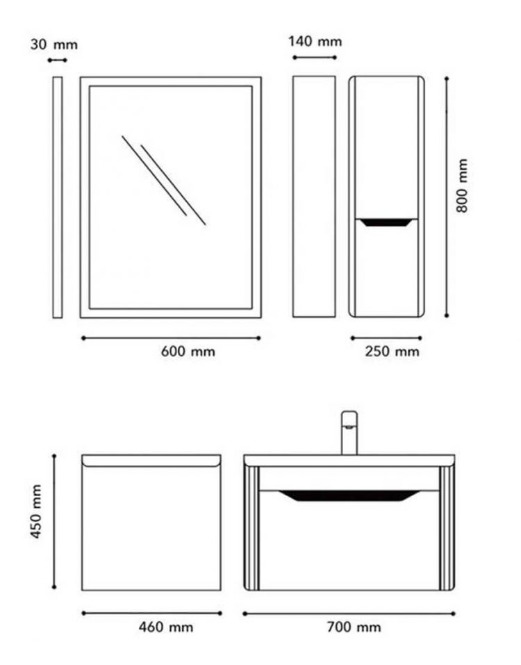 ست کابینت روشویی لوتوس و آینه مدل مانگو۷۰۰