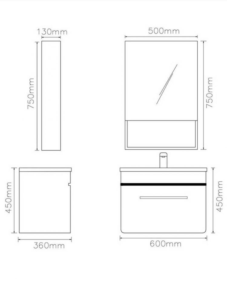 ست کابینت روشویی لوتوس و آینه مدل PV101