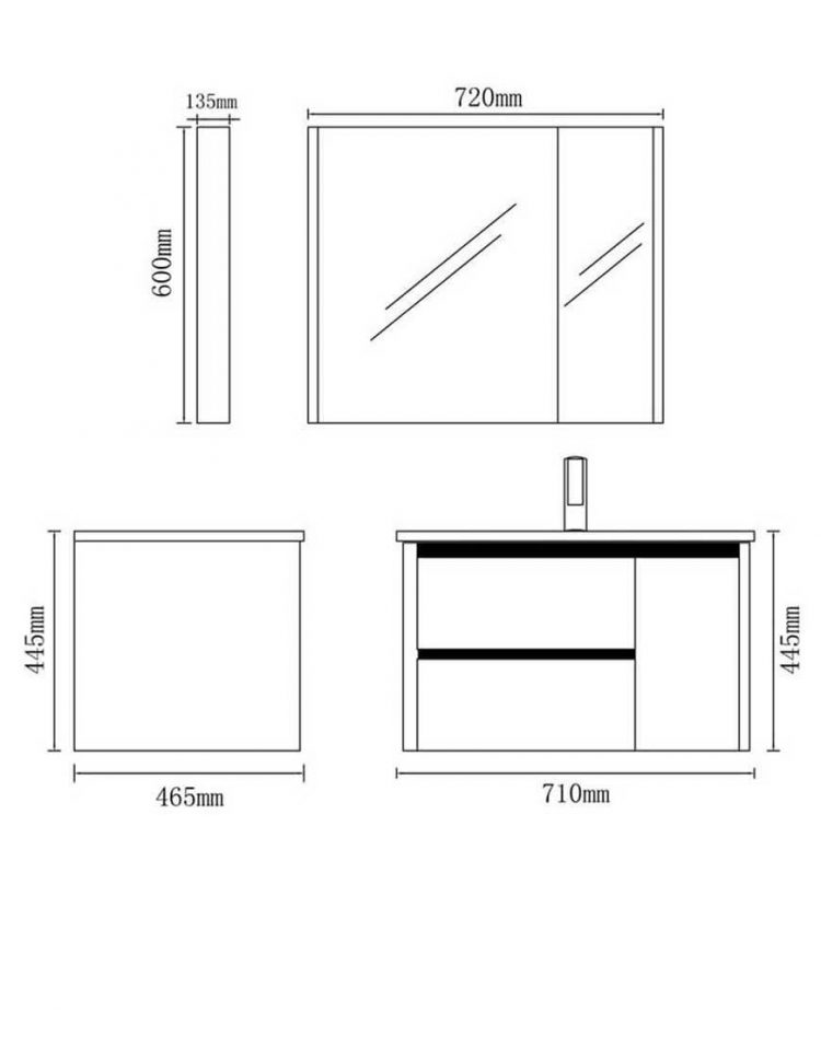 ست کابینت روشویی لوتوس و آینه مدلPV1070