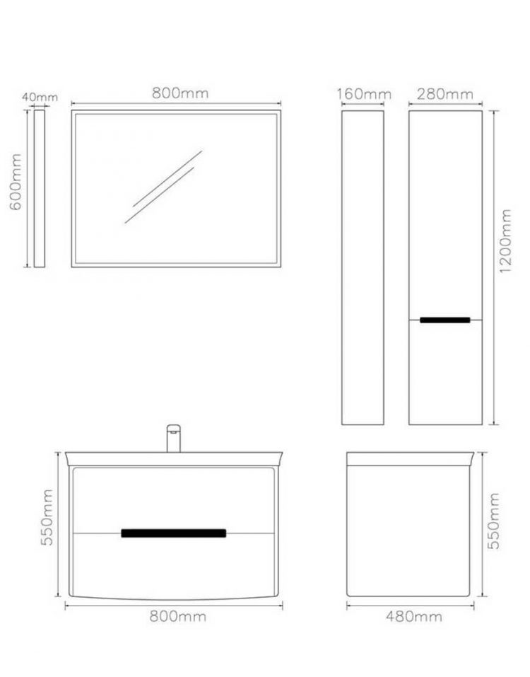 ست کابینت روشویی لوتوس و آینه مدلPV2000