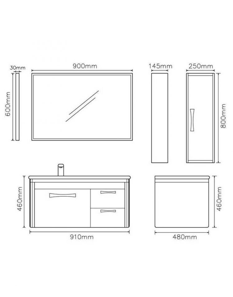 روشویی لوتوس مدل PV3000 با کابینت و آینه