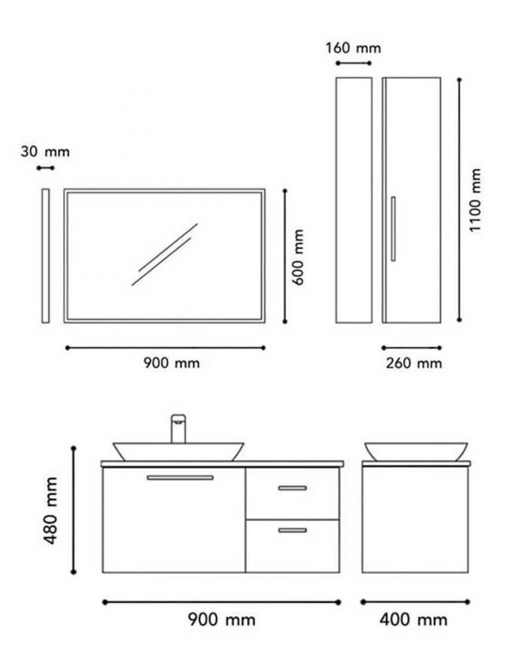 ست کابینت روشویی لوتوس و آینه مدلPV 301