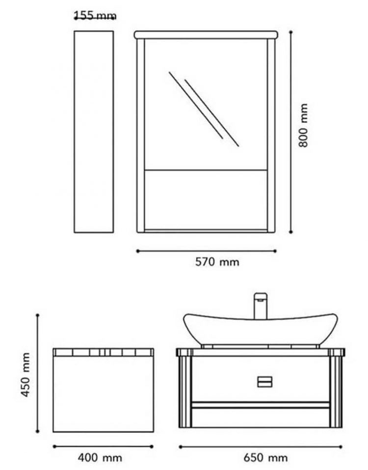 ست کابینت روشویی لوتوس و آینه مدلPV 3065