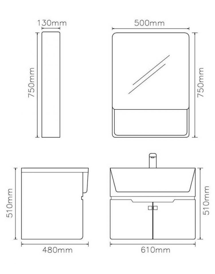 ست کابینت روشویی لوتوس و آینه مدلPV309