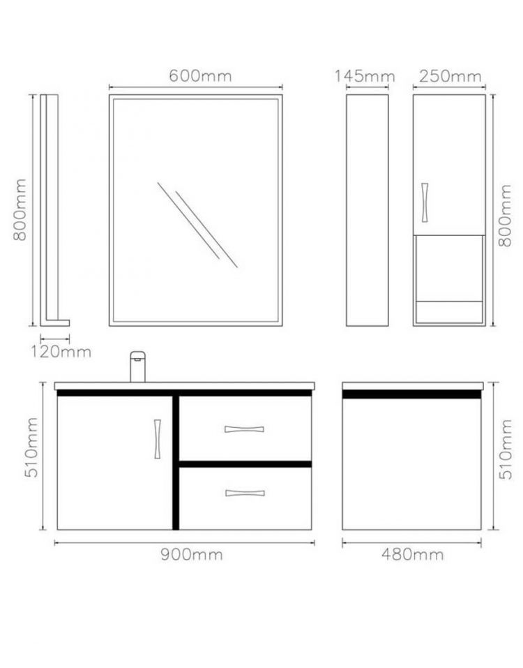 ست کابینت روشویی لوتوس و آینه مدلPV901