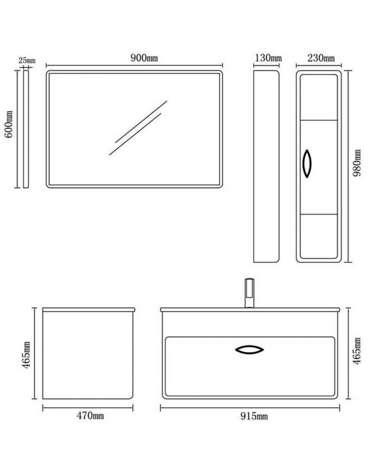 ست کابینت روشویی لوتوس و آینه مدلPV9090