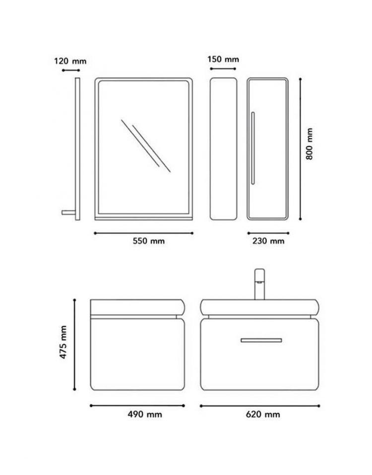 ست کابینت روشویی لوتوس و آینه مدل  SD-6009