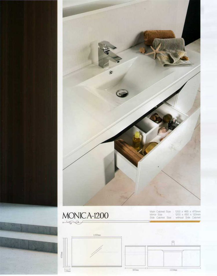 ست کابینت روشویی لوتوس و آینه مدل مدرن مونیکا۱۲۰۰