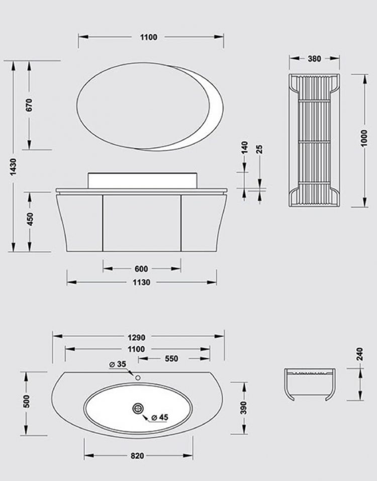 روشویی کابینت دار لوکس مدل کورتینا