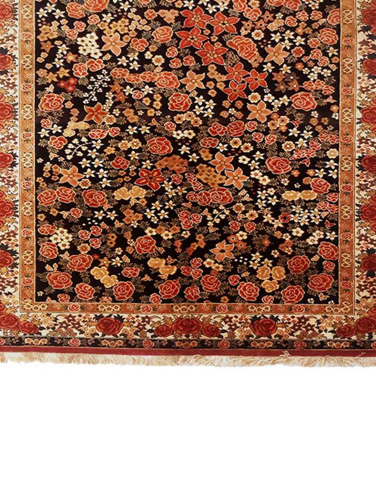 قالیچه گل فرنگ سورمه ای دکو فرش