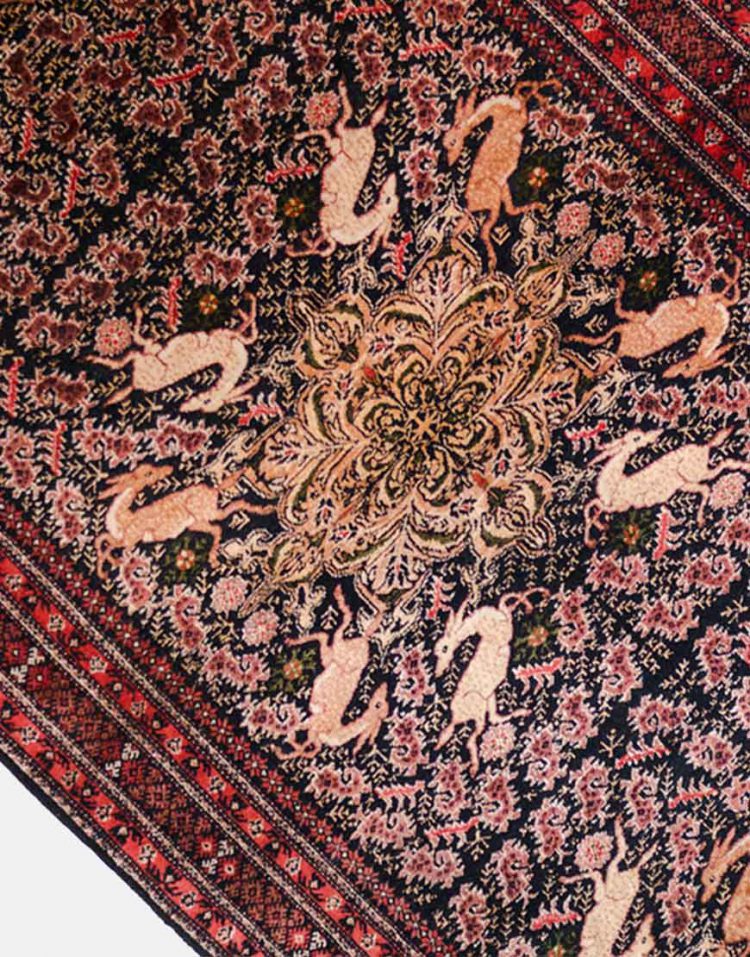 قالیچه دستبافت گل ابریشم سنگان دکو فرش