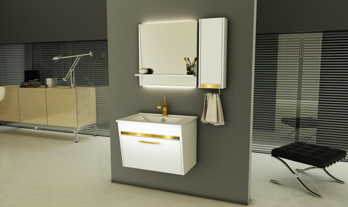 Verta Bathroom Vanities Flora0 - ست روشویی کابینت ورتا و آینه مدل فلورا -  - single-vanities