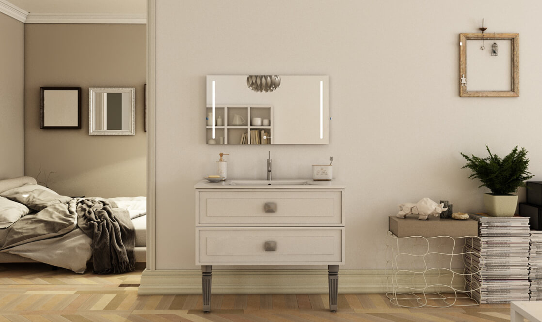 Verta Bathroom Vanities Parsis0 - ست روشویی کابینت ورتا و آینه مدل پارسیس -  - single-vanities