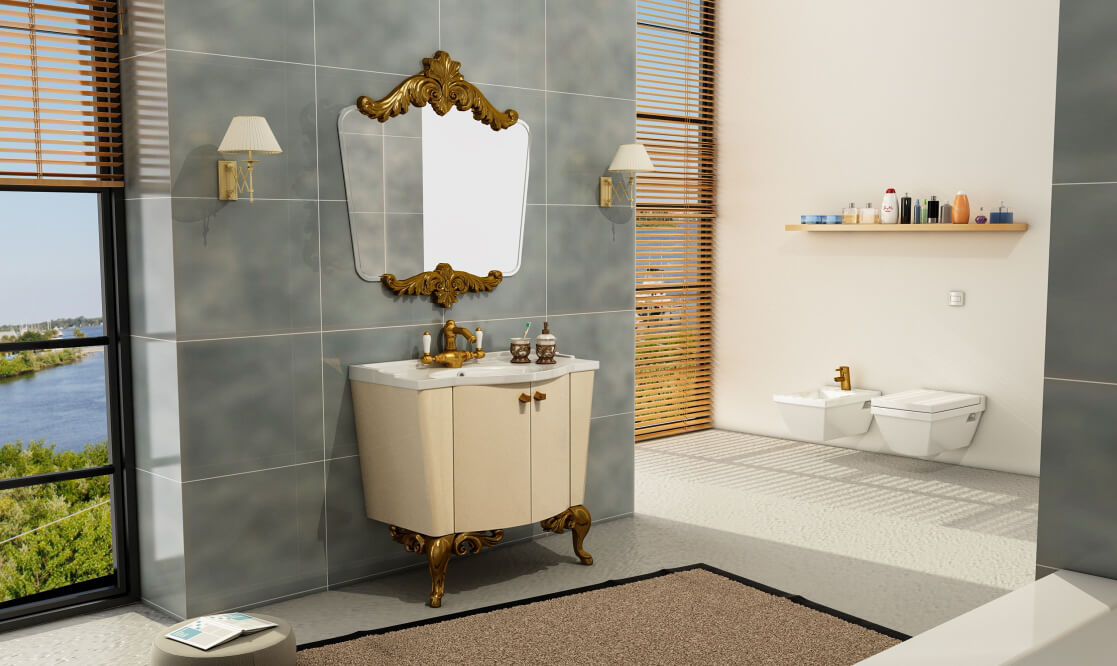 Verta Bathroom Vanities Vanda0 - ست روشویی کابینت ورتا و آینه مدل وندا -  - single-vanities