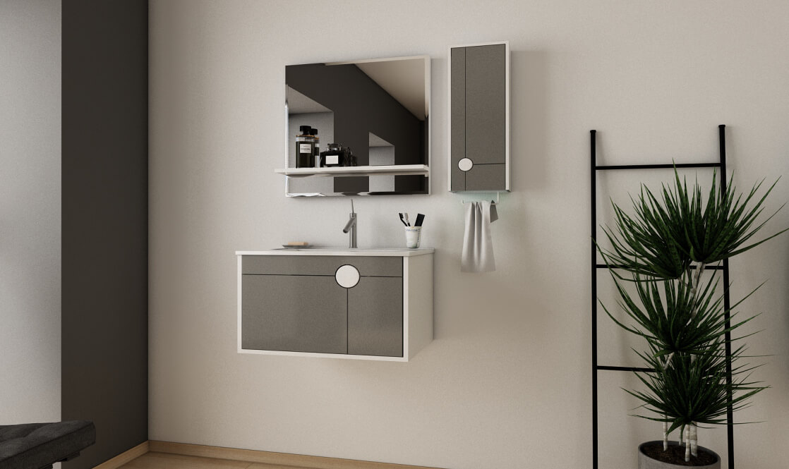 Verta Bathroom Vanities Vector0 - ست روشویی کابینت ورتا و آینه مدل وکتور -  - single-vanities