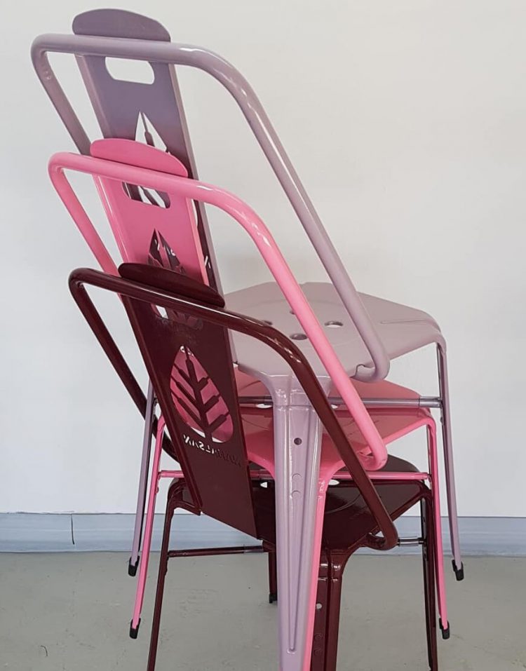 صندلی فلزی ناهارخوری نهالسان طرح برگ مدل نوید