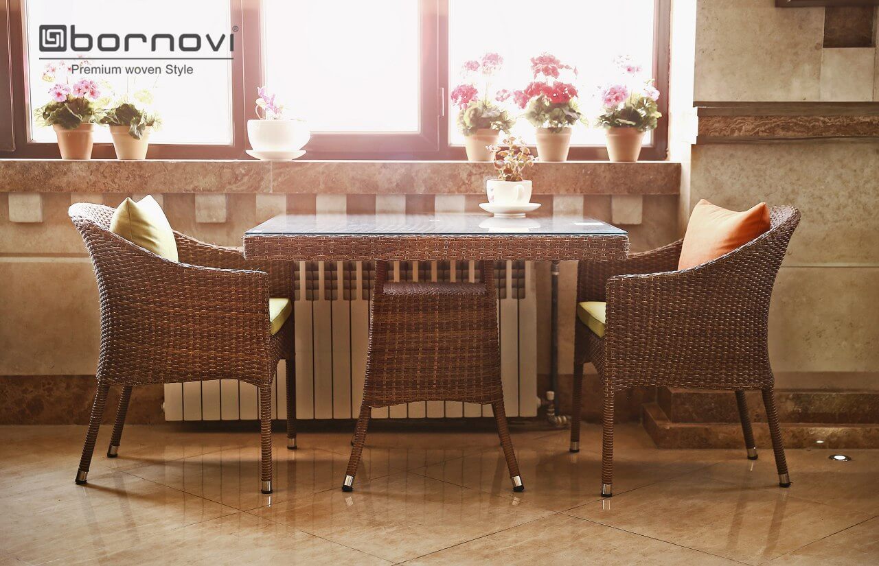 bornovi woven Square table 0000 - میز مربعی حصیری تراس بورنووی -  - outdoor-bistro-tables