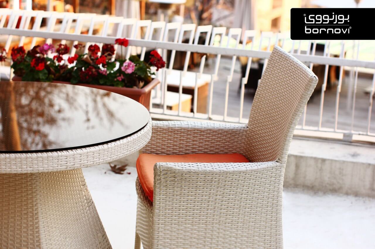 bornovi woven circular table 000 - میز گرد حصیری فضای باز بورنووی -  - outdoor-bistro-tables