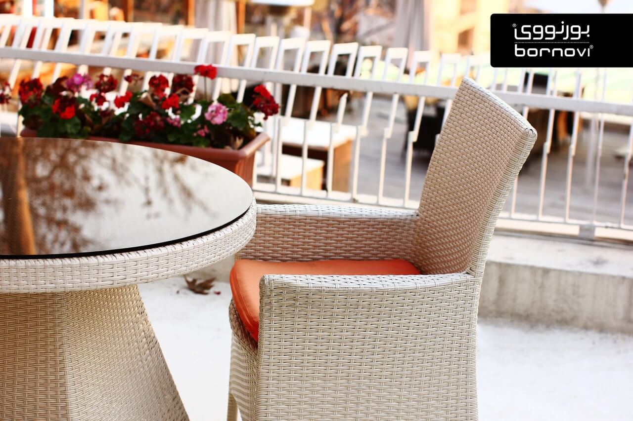 bornovi woven circular table 000 - میز گرد حصیری فضای باز بورنووی -  - outdoor-bistro-tables