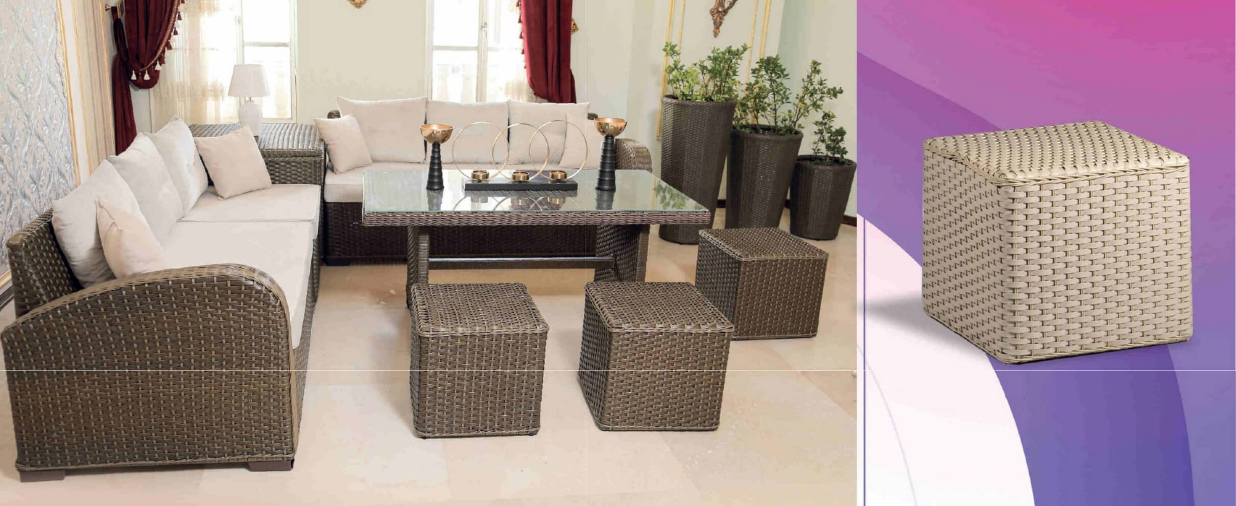 decorose accent stools 0 - پاف حصیری فضای باز مدل آسنات -  - patio-side-tables