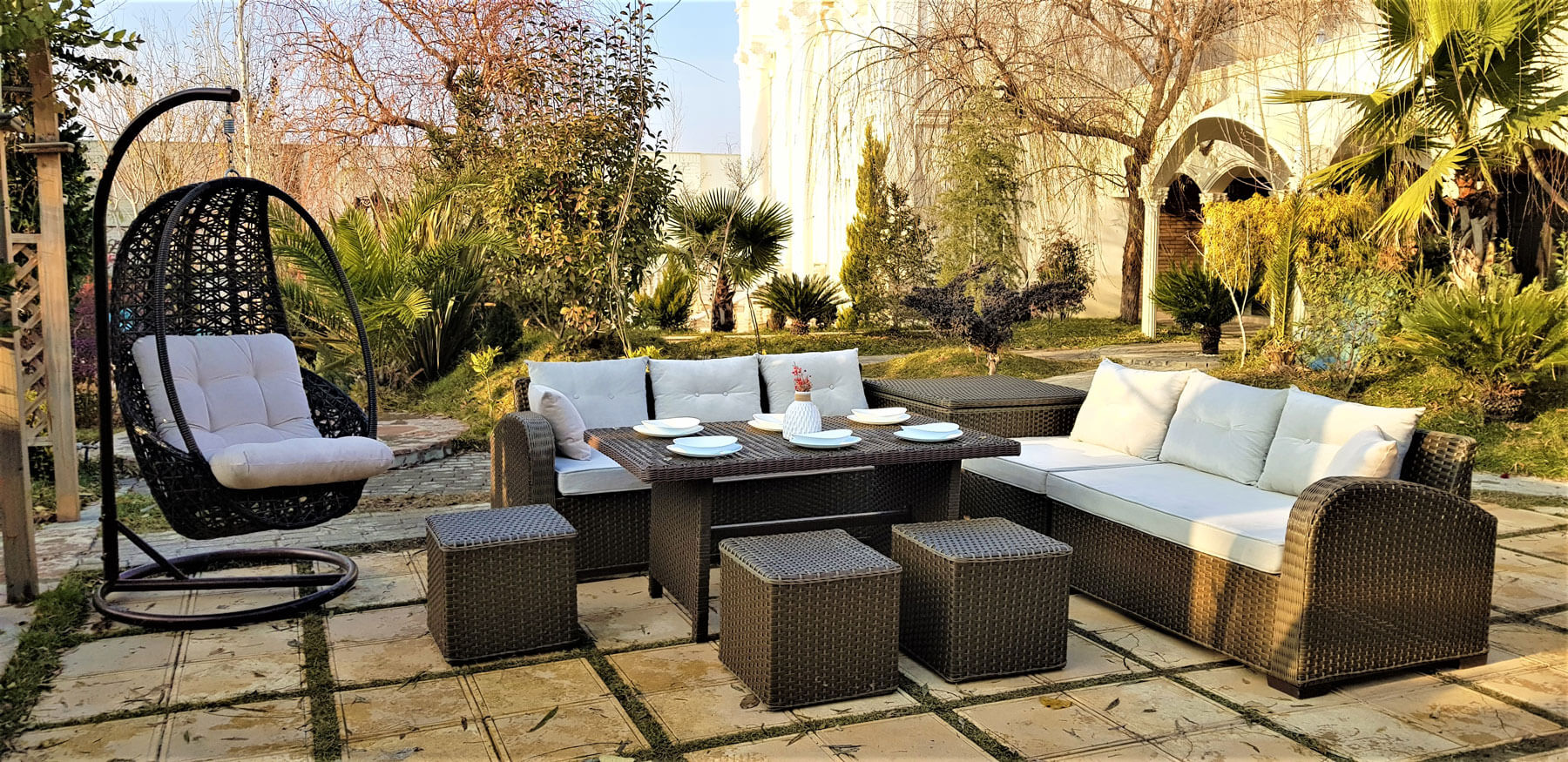 decorose patio conversation sets lavender model00 - ست صندلی حصیری محوطه مدل ارشمیدس -  - patio-conversation-sets