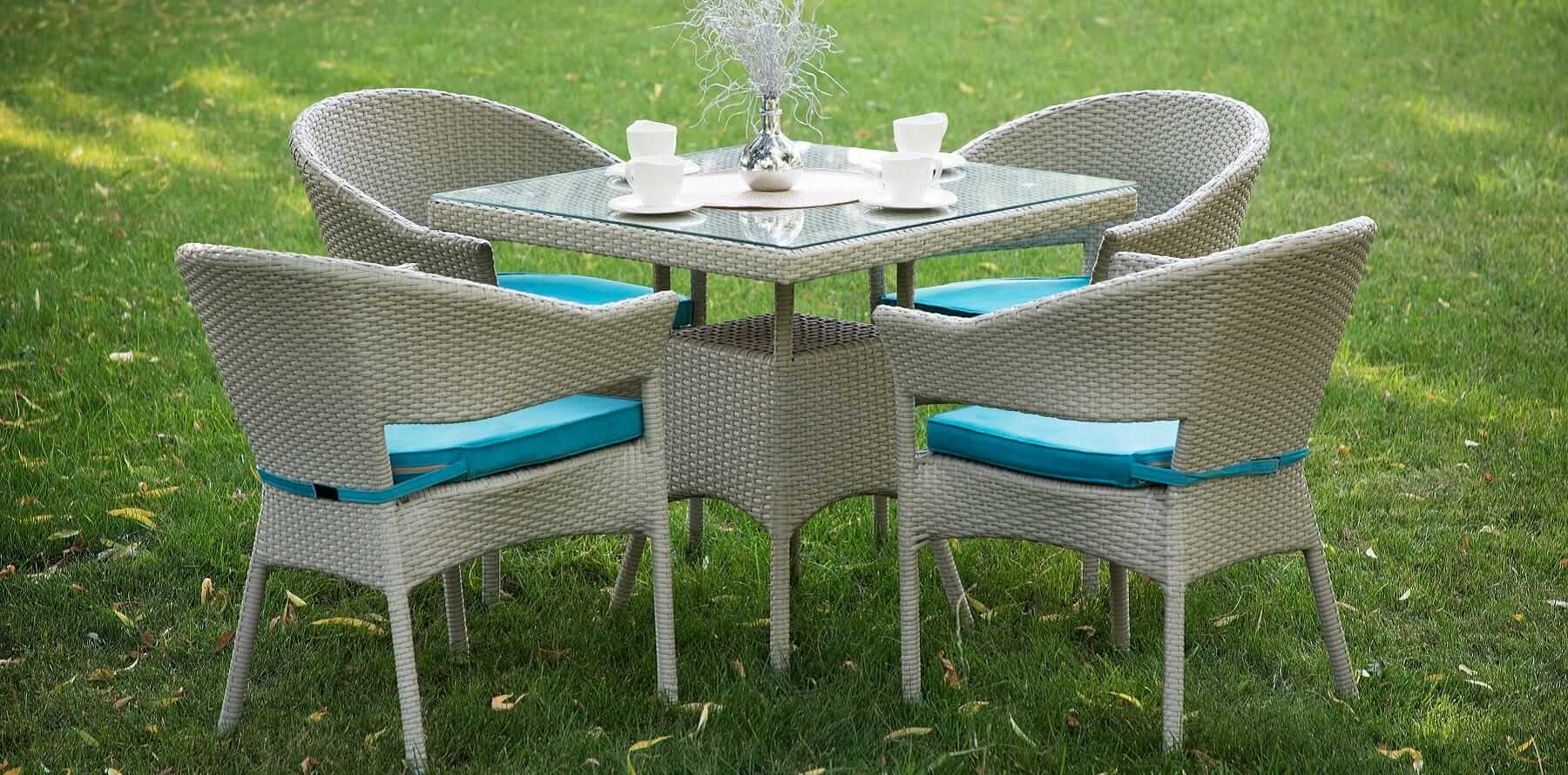 decorose patio dining furniture yuka model0 - ست میز صندلی تراس حصیری چهار نفره مدل راوش -  - patio-dining-furniture