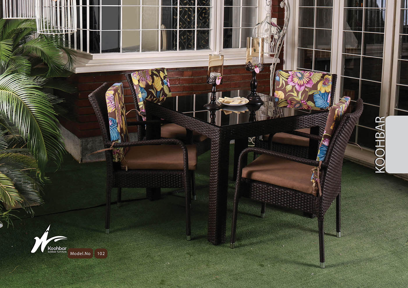 kohbar patio conversation sets 102 model0 - ست میز صندلی حصیری فضای باز مدل ۱۰۲ -  - patio-dining-furniture