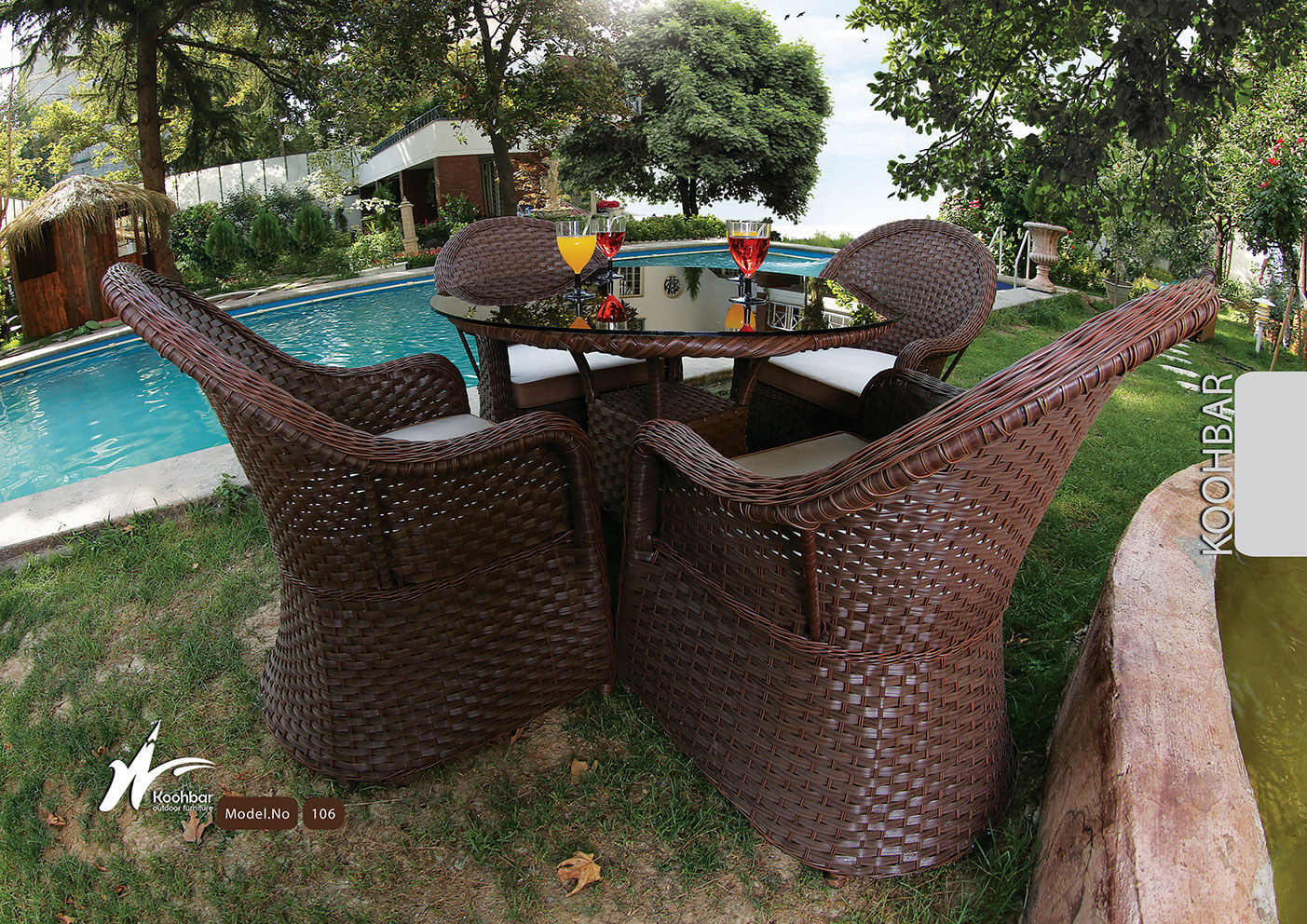 kohbar patio conversation sets 106 model0 - میز و صندلی حصیری باغی ویلا مدل ۱۰۶ -  - patio-dining-furniture