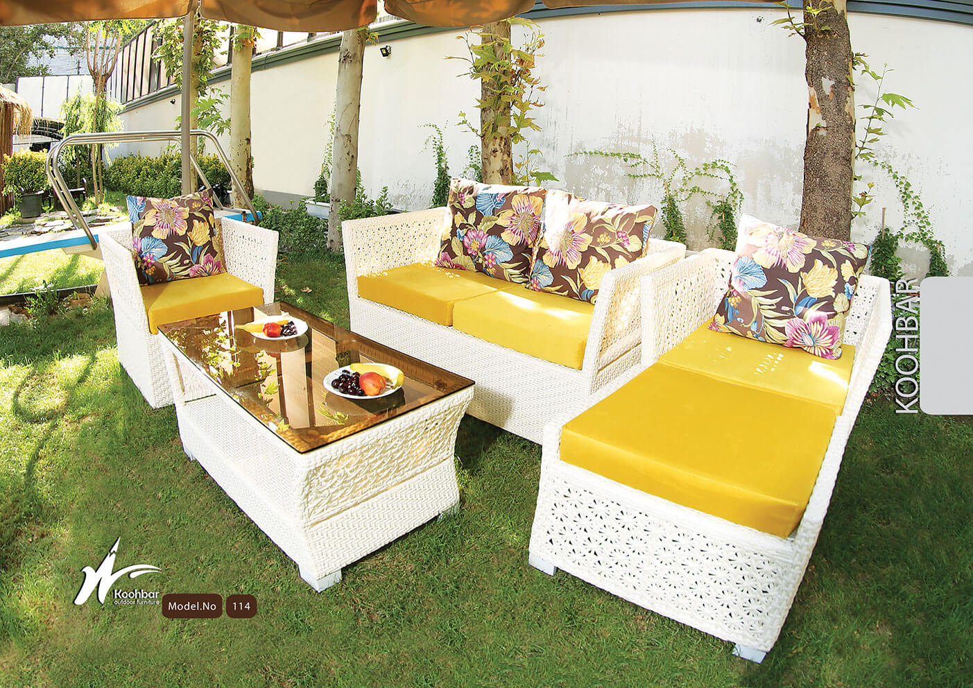 kohbar patio conversation sets 114 model0 - ست مبلمان حصیری حیاط کوهبر مدل ۱۱۴ -  - patio-conversation-sets