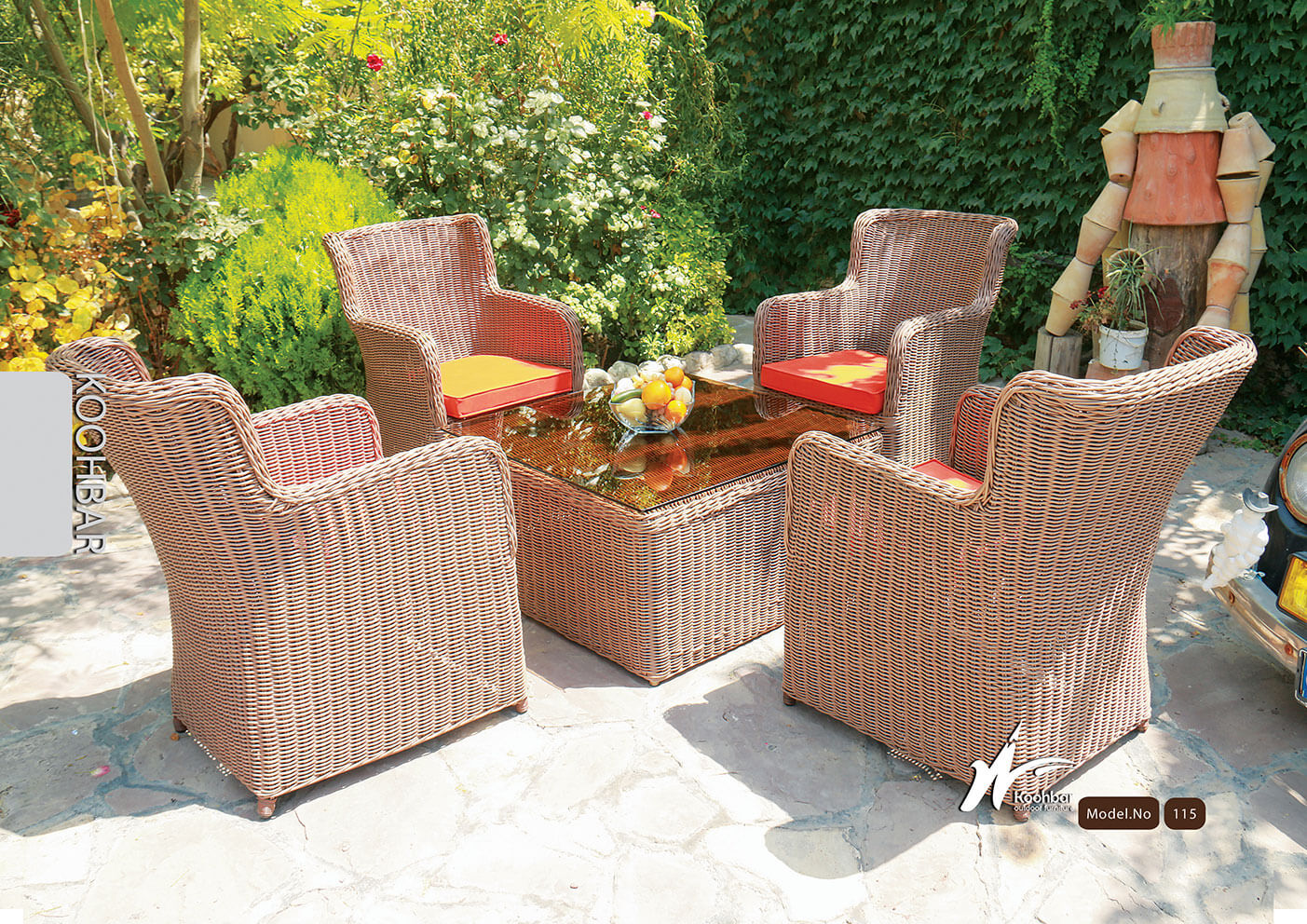 kohbar patio conversation sets 115 model0 - مبلمان باغی حصیری فضای باز کوهبر مدل ۱۱۵ -  - patio-conversation-sets