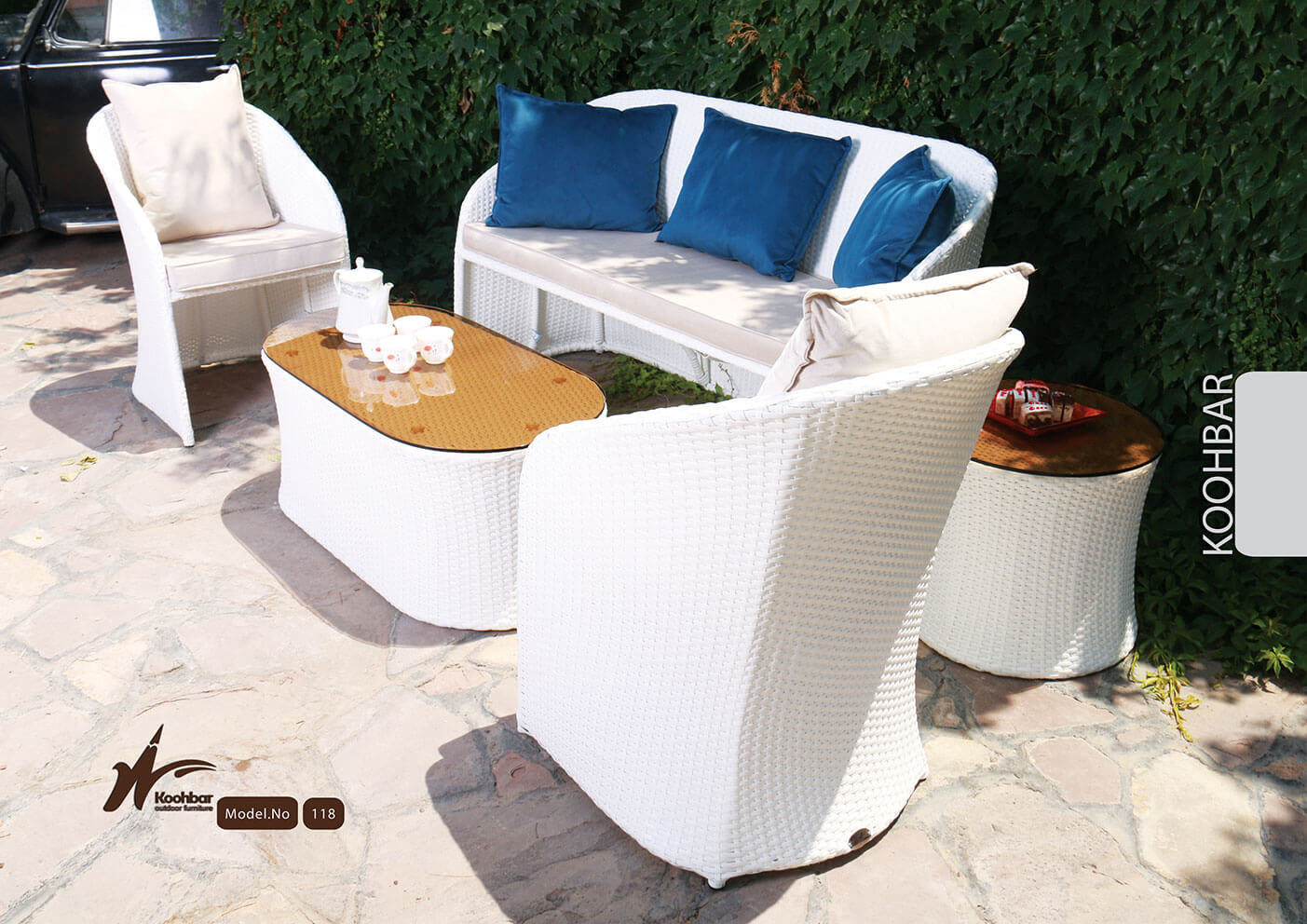 kohbar patio conversation sets 118 model0 - ست میز صندلی حصیری مدل ۱۱۸ -  - patio-conversation-sets