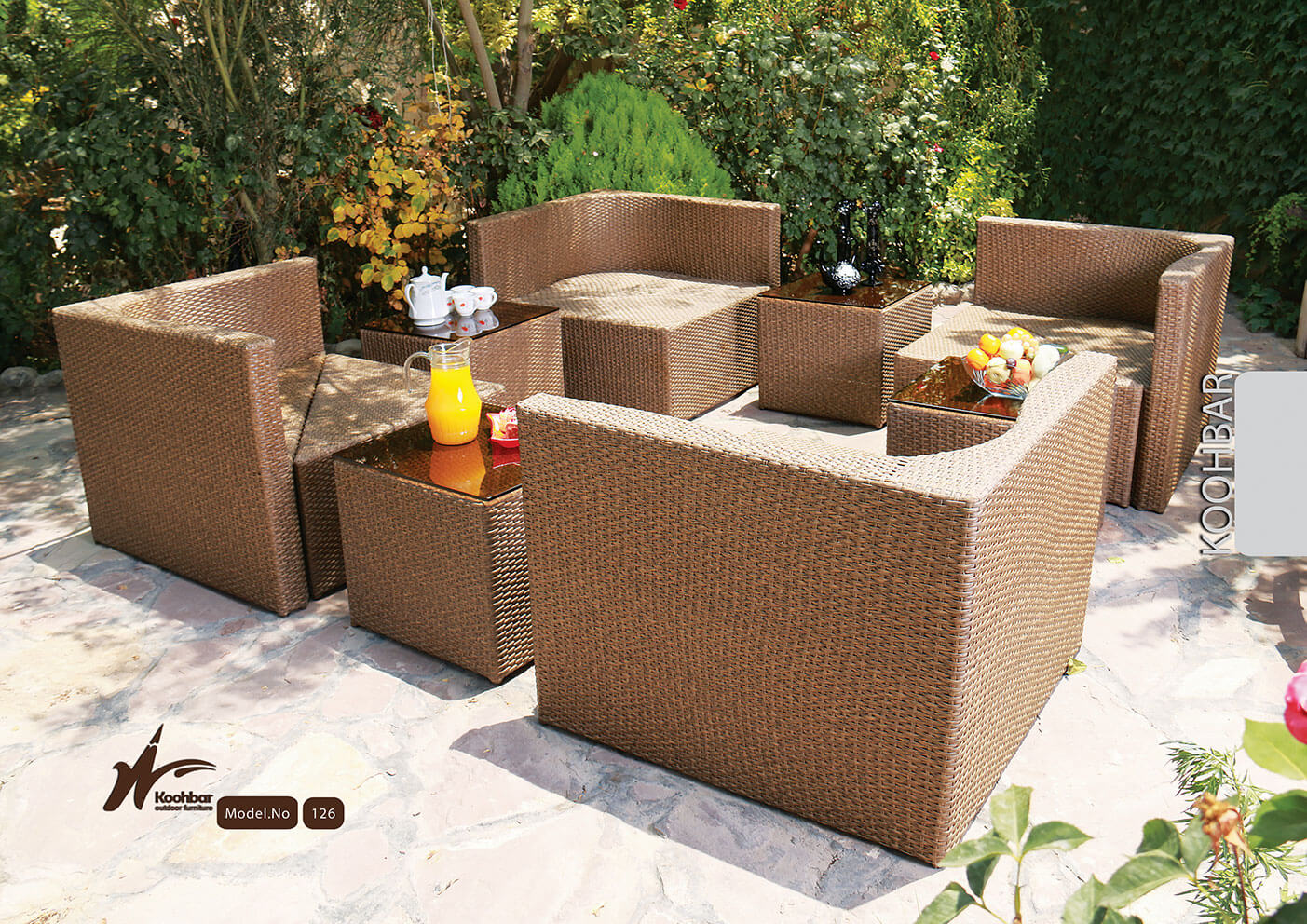 kohbar patio conversation sets 126 model0 - ست مبلمان حصیری فضای باز کوهبر مدل ۱۲۶ -  - patio-conversation-sets