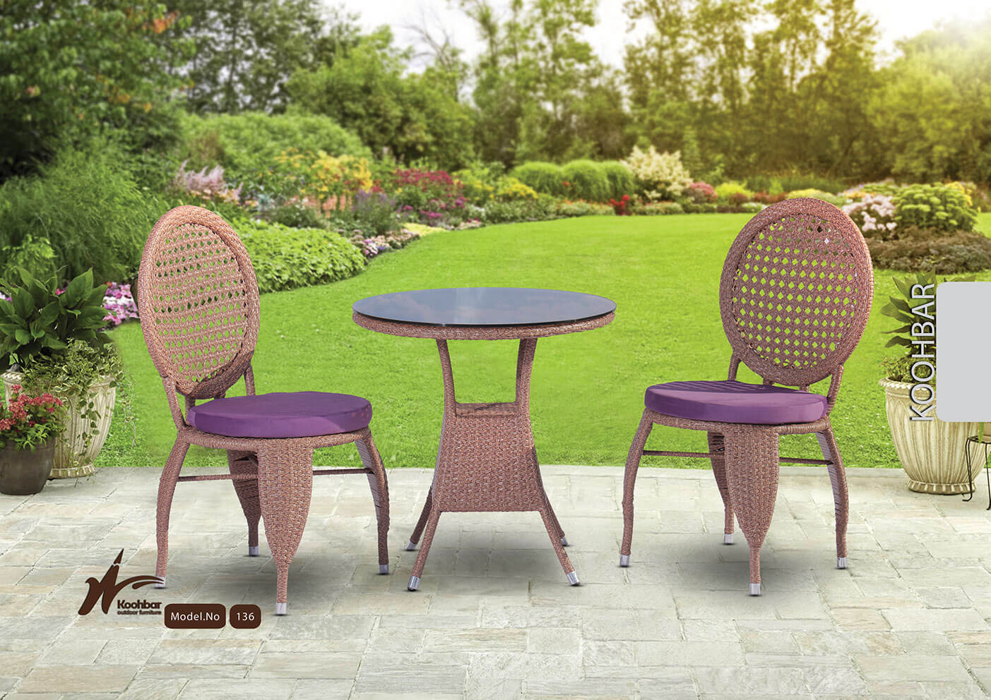 kohbar patio conversation sets 136 model0 - ست میز صندلی حصیری حیاط کوهبر مدل ۱۳۶ -  - patio-dining-furniture