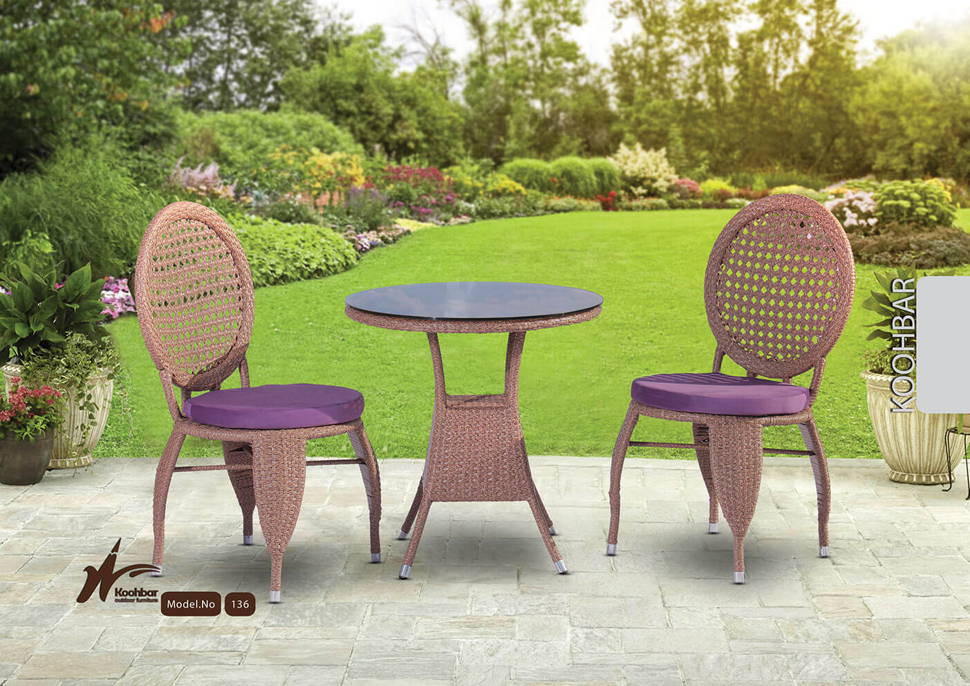 kohbar patio conversation sets 136 model0 - ست میز صندلی حصیری حیاط مدل ۱۳۶ -  - patio-dining-furniture