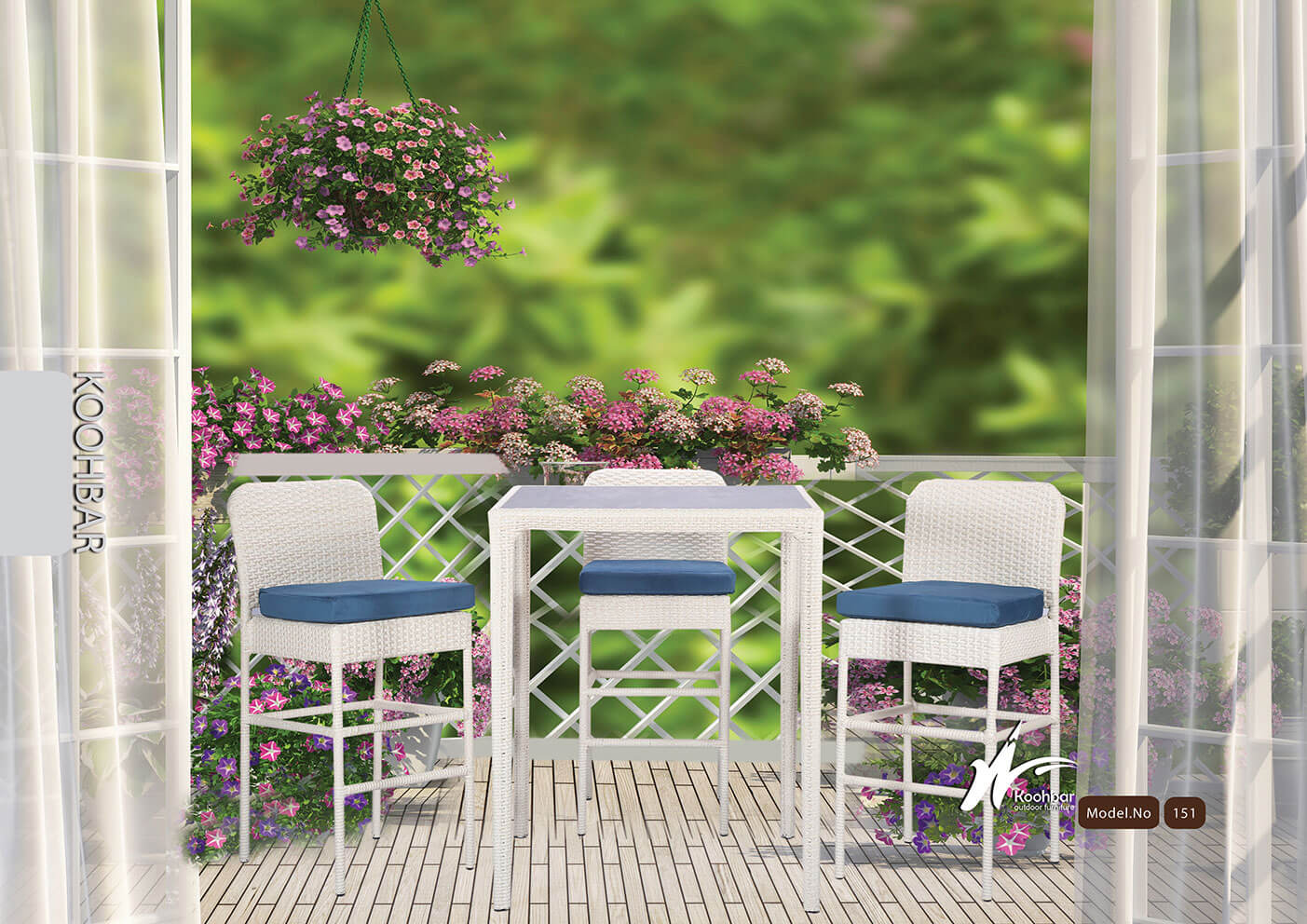 kohbar patio conversation sets 151 model0 - ست میز صندلی بار حصیری کوهبر مدل ۱۵۱ -  - patio-bar-furniture