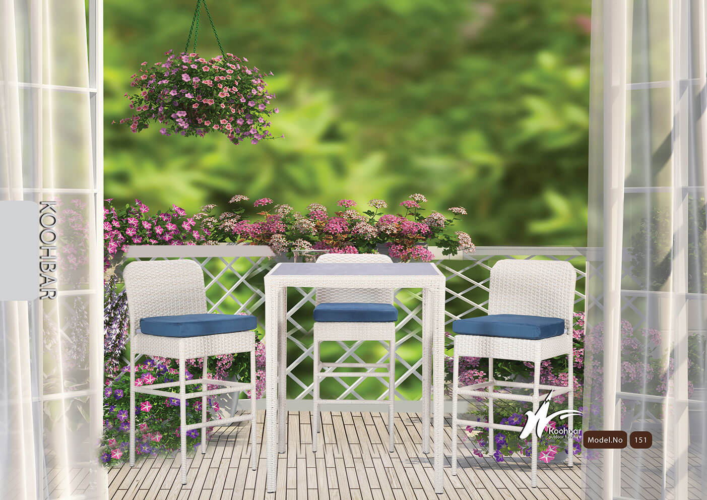 kohbar patio conversation sets 151 model0 - ست میز صندلی بار حصیری مدل ۱۵۱ -  - patio-bar-furniture