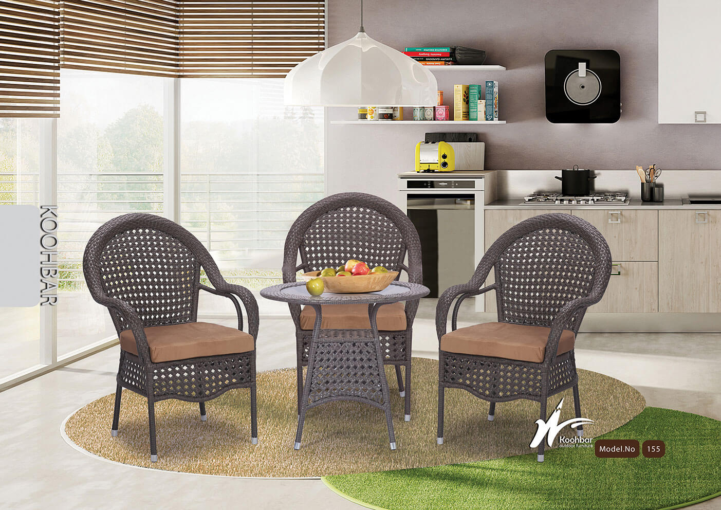 kohbar patio conversation sets 155 model0 - ست میز صندلی حصیری فضای باز کوهبر مدل ۱۵۵ -  - patio-conversation-sets