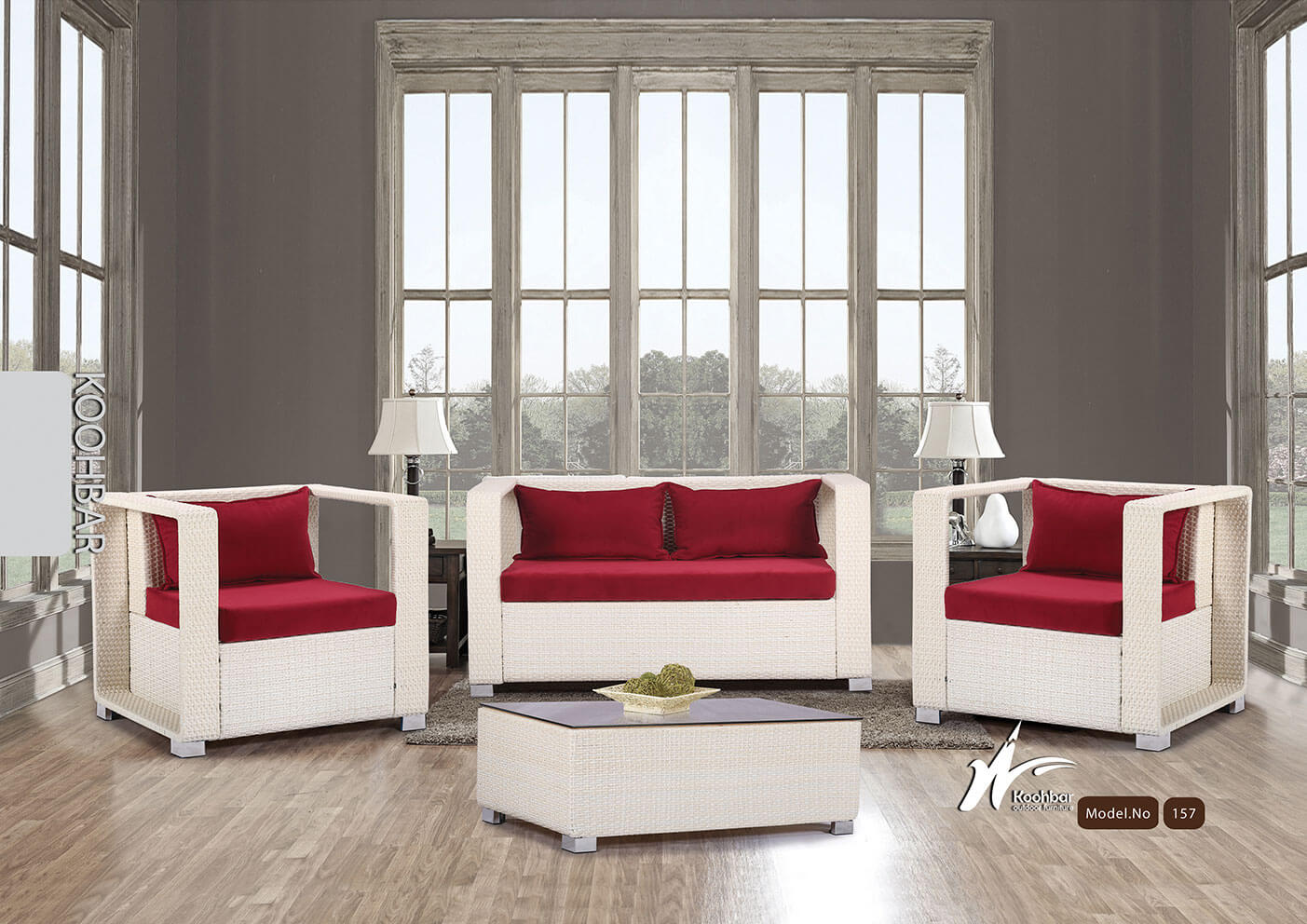 kohbar patio conversation sets 157 model0 - ست میز صندلی حصیری فضای باز مدل ۱۵۷ -  - patio-conversation-sets