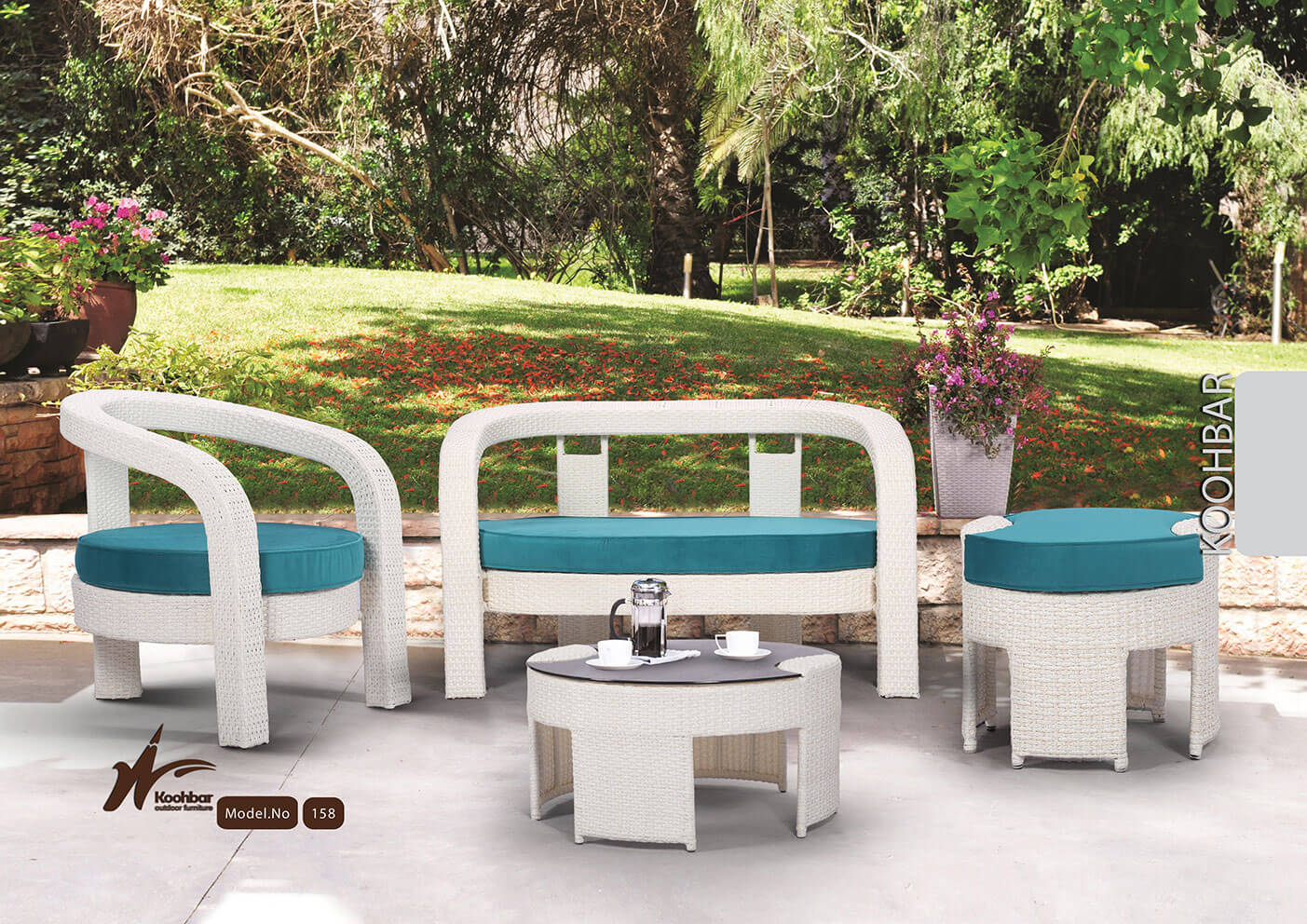 kohbar patio conversation sets 158 model0 - ست میز صندلی حصیری فضای باز کوهبر مدل ۱۵۸ -  - patio-conversation-sets