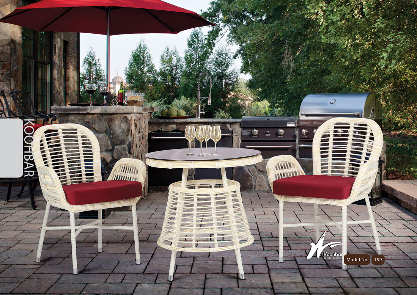kohbar patio conversation sets 159 model0 - ست میز صندلی حصیری فضای باز مدل ۱۵۹ -  - patio-conversation-sets
