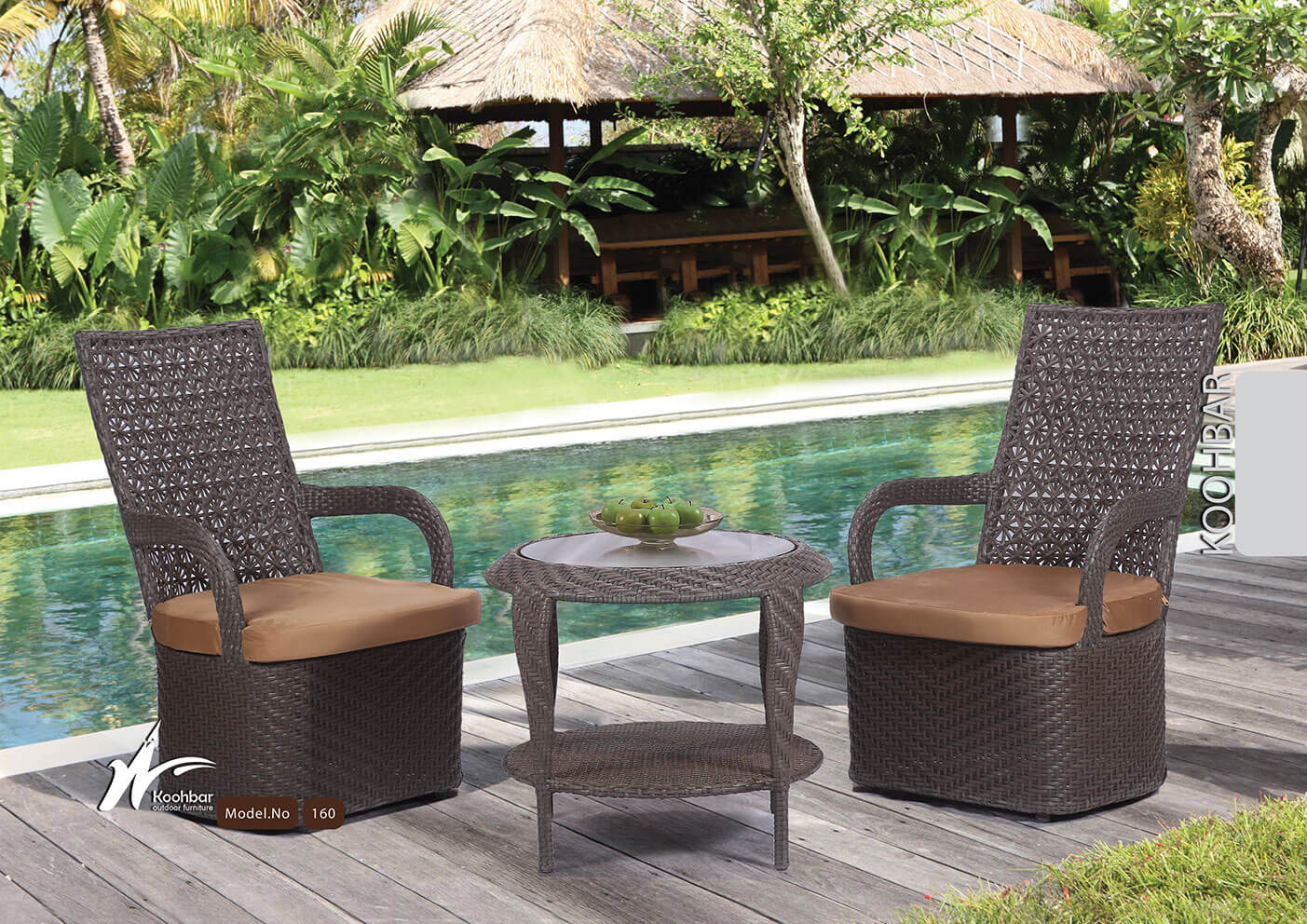 kohbar patio conversation sets 160 model0 - ست میز صندلی حصیری فضای باز کوهبر مدل ۱۶۰ -  - patio-conversation-sets