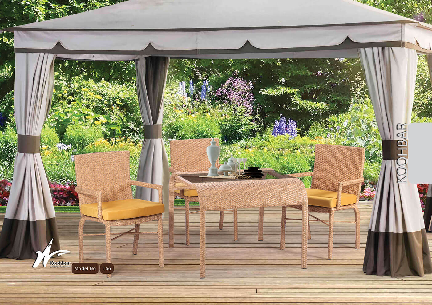 kohbar patio conversation sets 166 model0 - ست میز صندلی حصیری فضای باز کوهبر مدل ۱۶۶ -  - patio-conversation-sets