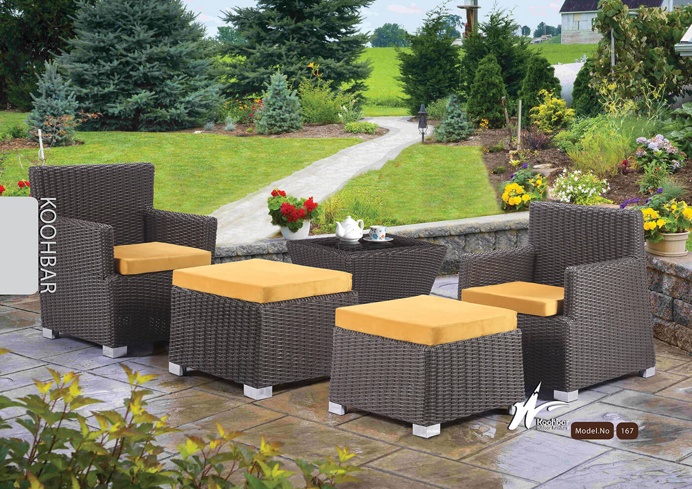 kohbar patio conversation sets 167 model0 - ست میز صندلی حصیری فضای باز کوهبر مدل ۱۶۷ -  - patio-conversation-sets