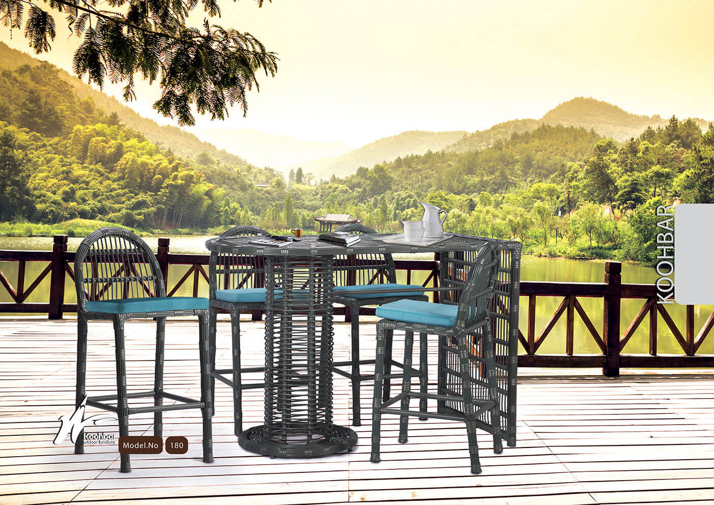 kohbar patio conversation sets 180 model0 - ست میز صندلی بار مدل ۱۸۰ -  - patio-bar-furniture