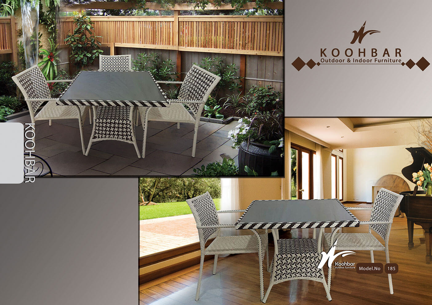 kohbar patio conversation sets 185 model0 - ست میز صندلی حصیری فضای باز کوهبر مدل ۱۸۵ -  - patio-dining-furniture